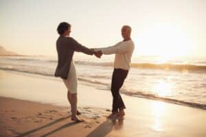 Senior couple enjoying their retirement on the beach